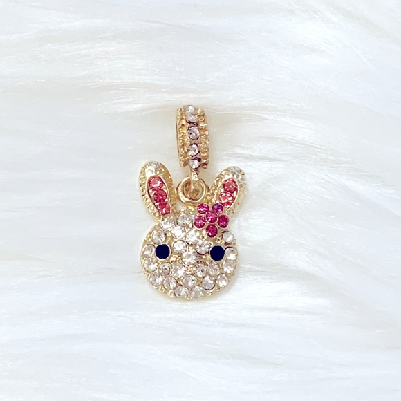 White And Pink Rhinestone Gold Spacer Bead - Picture 1 of 3